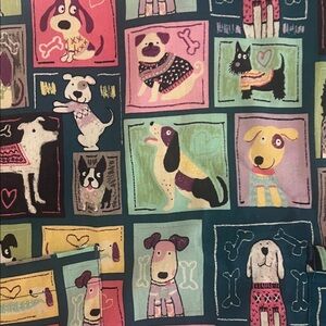 Playful Teal Dog Print Pet Scrub Top